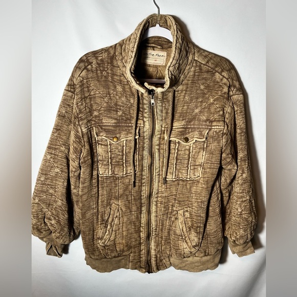 Free People Luna Cozy Bomber Jacket Oversized Zip Front Drawstring Detail XS - Picture 8 of 16